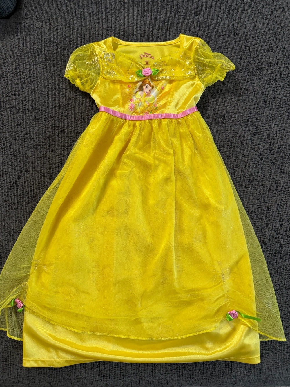 Disney Yellow Belle Princess Costume Dress with Pink Trim